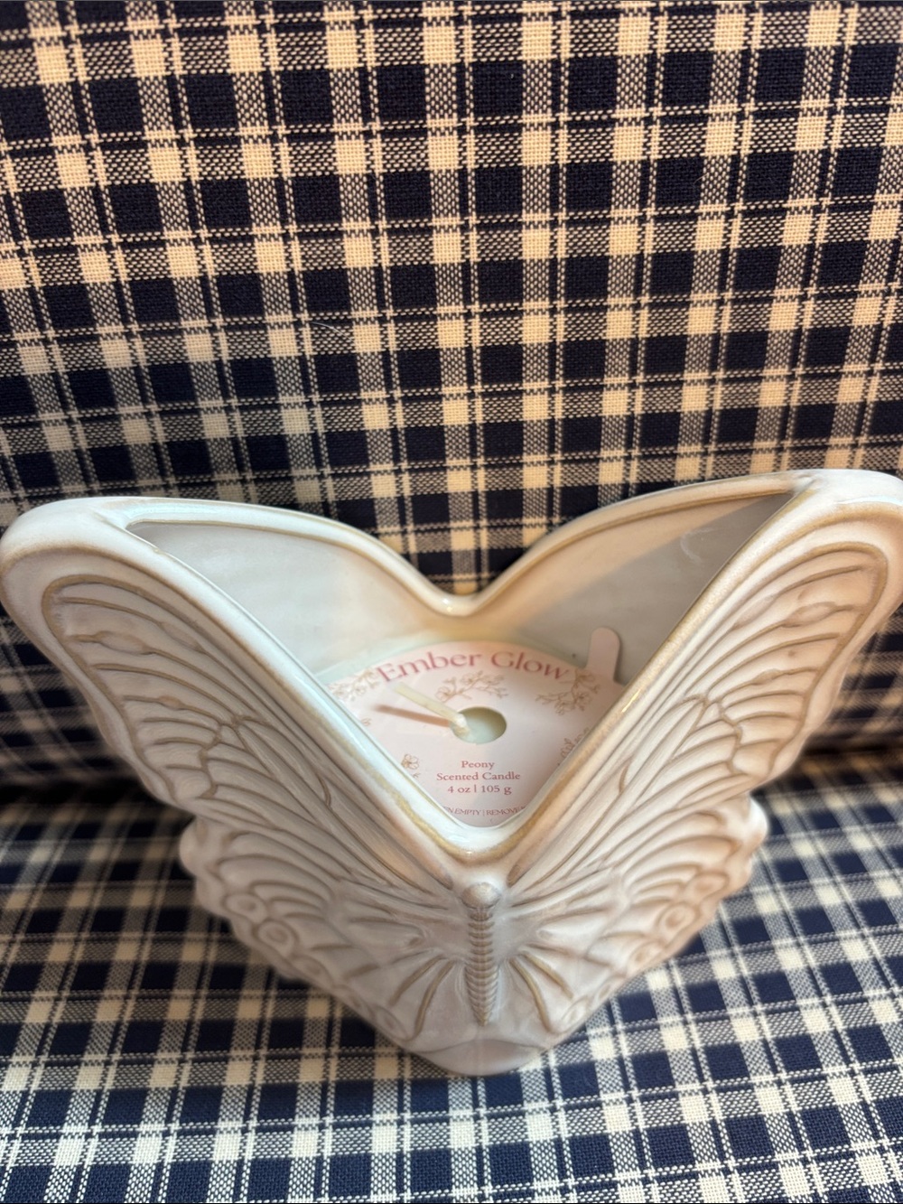 Butterfly Ceramic Candle  with gold Embossed Detail